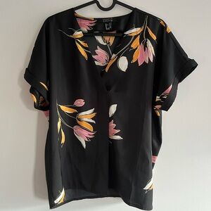 Black floral shirt